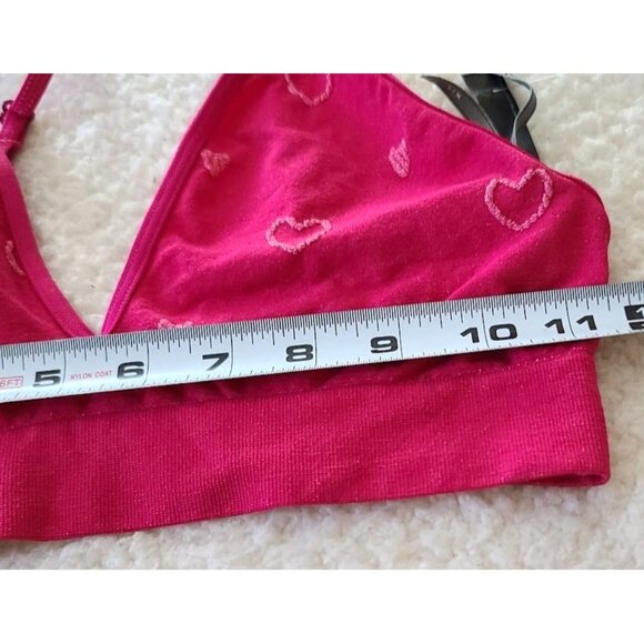 by Anthropologie Seamless Triangle Bralette S/M Pink Hearts Adjustable NWOT - Picture 5 of 9